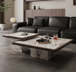 Nordik | Table basse extensible en marbre véritable, design scandinave