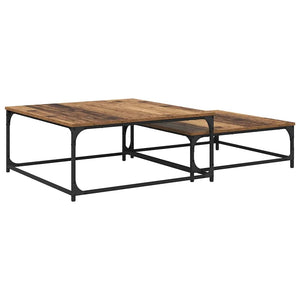Artisanale | Duo de tables basses gigognes en bois et acier