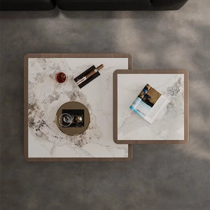 Nordik | Table basse extensible en marbre véritable, design scandinave
