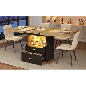 Clarté | Table de salle à manger en bois extensible avec éclairage LED intégré