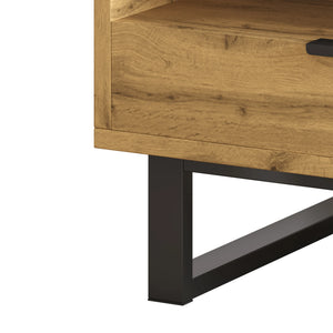 Contraste | Table basse noire et bois avec tiroir et 3 compartiments