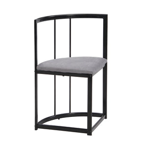 Élégante | Ensemble table blanche et 6 chaises velours gris, structure dorée