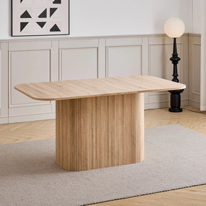 Stockholm | Table de salle à manger en bois, style scandinave, base ondulée