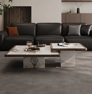 Nordik | Table basse extensible en marbre véritable, design scandinave