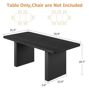 Ondine | Table de salle à manger en bois, pieds acier noir ondulés, pour 6 à 8 personnes