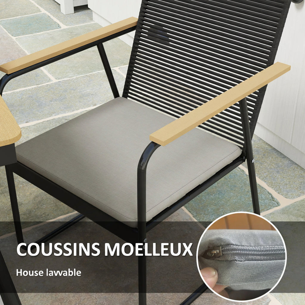 Vernon | Ensemble repas 7 pièces, table et 6 chaises effet bois