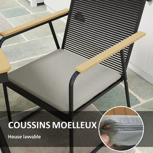 Vernon - Ensemble repas de jardin 7 pièces, table et 6 chaises effet bois