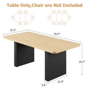 Ondine | Table de salle à manger en bois, pieds acier noir ondulés, pour 6 à 8 personnes