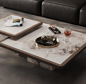 Nordik | Table basse extensible en marbre véritable, design scandinave
