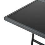 Séville | Ensemble repas 7 pièces, 4 fauteuils cordés et 2 poufs, table verre trempé