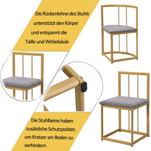 Élégante | Ensemble table blanche et 6 chaises velours gris, structure dorée