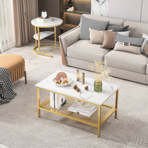 Jumelles | Duo de tables gigognes effet marbre, gold ou noir, piétement métal