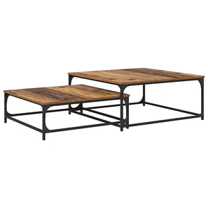 Artisanale | Duo de tables basses gigognes en bois et acier