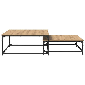 Artisanale | Duo de tables basses gigognes en bois et acier
