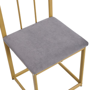 Élégante | Ensemble table blanche et 6 chaises velours gris, structure dorée