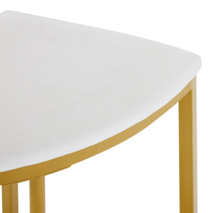 Compacte | Ensemble table ronde blanche 80cm et 4 chaises velours, pieds dorés