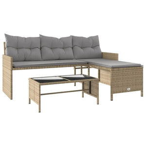 Lagon | Canapé de jardin en L avec table basse en verre