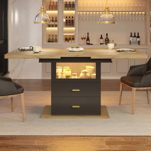 Clarté | Table de salle à manger en bois extensible avec éclairage LED intégré