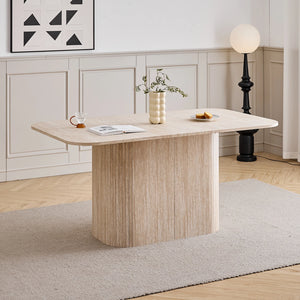 Stockholm | Table de salle à manger en bois, style scandinave, base ondulée