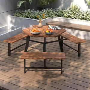 Cabanon - Table de pique-nique en acacia massif, 6 personnes