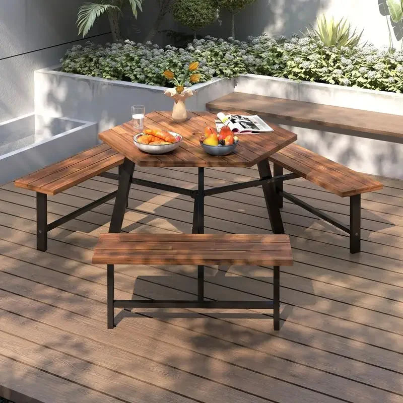 Cabanon | Table de pique-nique en acacia massif 6 personnes