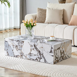 Ardoise | Table basse rectangulaire effet marbre gris, sans assemblage, 90x50x30 cm