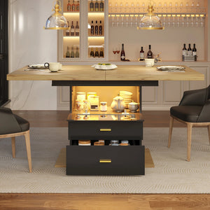Clarté | Table de salle à manger en bois extensible avec éclairage LED intégré