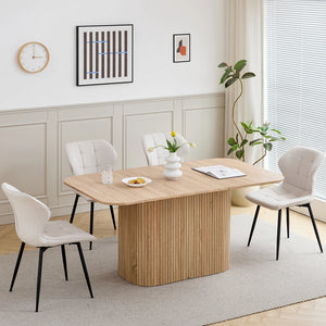 Stockholm | Table de salle à manger en bois, style scandinave, base ondulée
