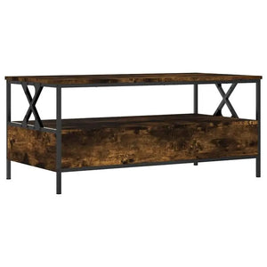 Chalet | Table basse en bois avec 2 tiroirs et étagère, cadre métallique