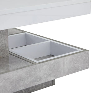 Pivot | Table basse pivotante à double plateau, effet marbre, blanc brillant, 70x70x36 cm