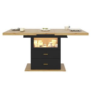 Clarté | Table de salle à manger en bois extensible avec éclairage LED intégré