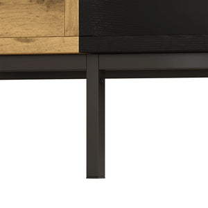 Contraste | Table basse noire et bois avec tiroir et 3 compartiments