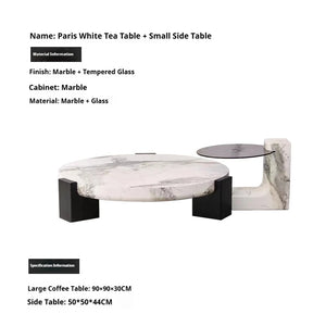 Prestige | Duo de tables gigognes rondes en marbre véritable et bois, sur-mesure