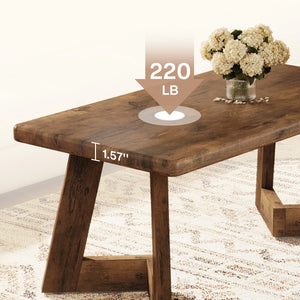 Ferme | Table basse rectangulaire en bois, pieds en V, style ferme
