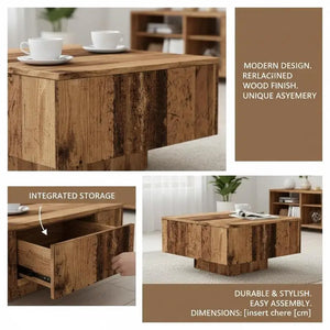 Vieux Bois | Table basse en bois avec rangement, finition patinée