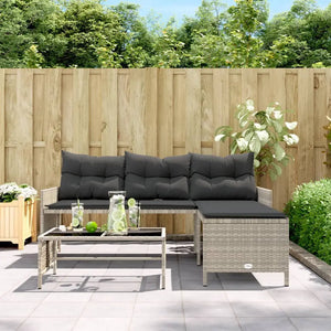 Lagon - Canapé de jardin en L, résine tressée avec table basse en verre