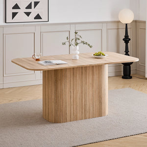 Stockholm | Table de salle à manger en bois, style scandinave, base ondulée