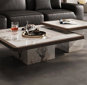 Nordik | Table basse extensible en marbre véritable, design scandinave