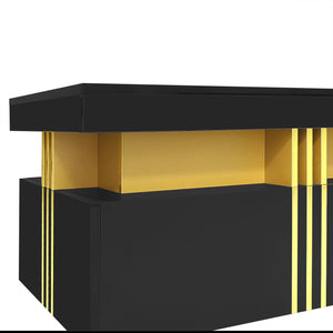 Éclipse | Table basse rectangulaire effet marbre haute brillance, 2 tiroirs bois, 100x50x40 cm