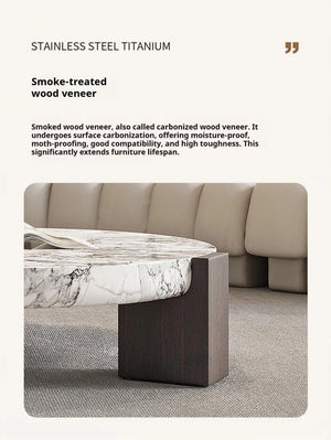 Prestige | Duo de tables gigognes rondes en marbre véritable et bois, sur-mesure