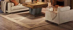 Rustica | Table basse carrée effet bois rustique, piétement croisé, 80x80x51 cm