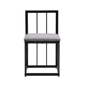 Élégante | Ensemble table blanche et 6 chaises velours gris, structure dorée