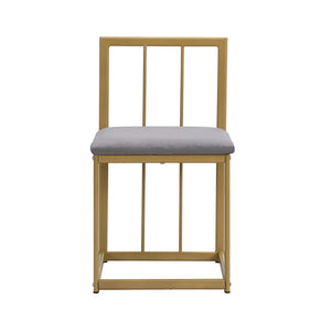 Élégante | Ensemble table blanche et 6 chaises velours gris, structure dorée