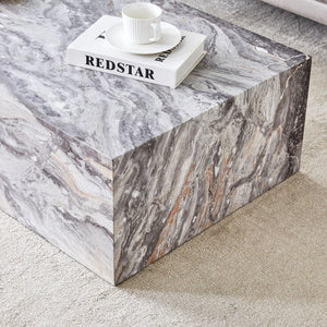 Ardoise | Table basse rectangulaire effet marbre gris, sans assemblage, 90x50x30 cm