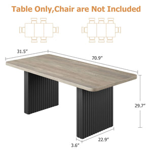 Ondine | Table de salle à manger en bois, pieds acier noir ondulés, pour 6 à 8 personnes