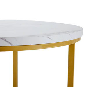 Compacte | Ensemble table ronde blanche 80cm et 4 chaises velours, pieds dorés
