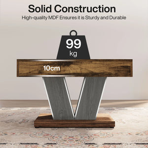 Rustica | Table basse carrée effet bois rustique, piétement croisé, 80x80x51 cm