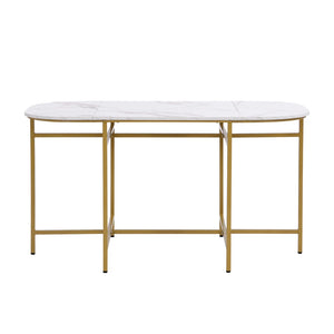 Élégante | Ensemble table blanche et 6 chaises velours gris, structure dorée