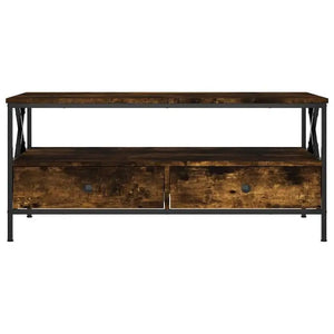 Chalet | Table basse en bois avec 2 tiroirs et étagère, cadre métallique