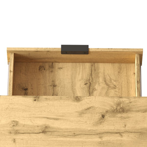 Contraste | Table basse noire et bois avec tiroir et 3 compartiments